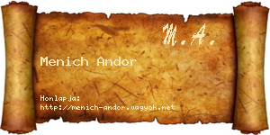 Menich Andor névjegykártya